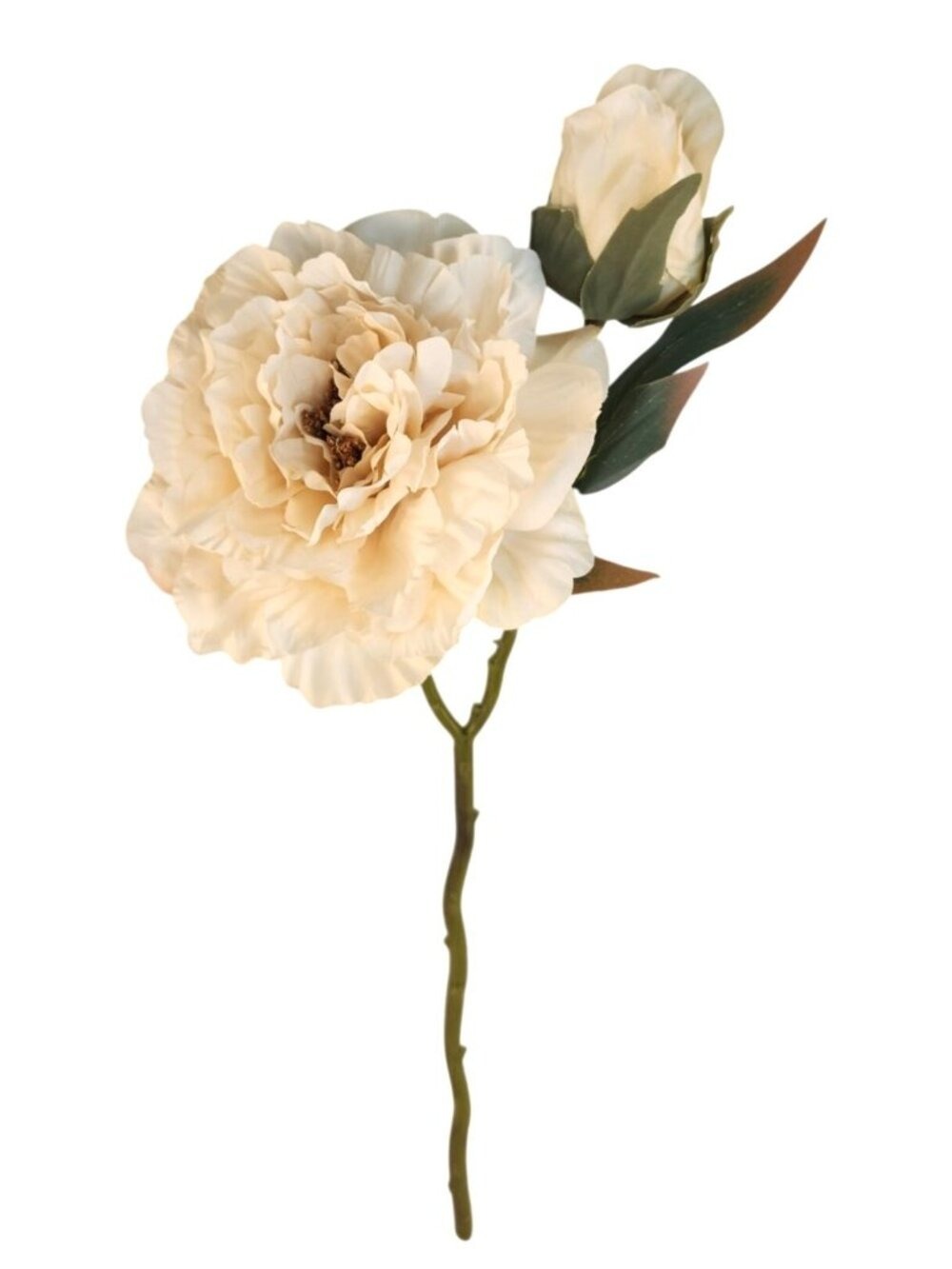 Cream Peony Stem 18 Inch Artificial Flower Wedding Bouquet Flora